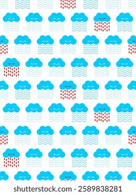 Cloud symbol pattern seamless. ornament Sign for weather for smartphone application. background warm rain and hail, snow and downpour. Snowfall Baby fabric texture