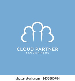 Cloud symbols and people with clean simple modern combination logos