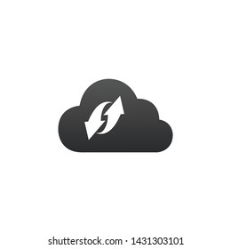 Cloud sync computing concept. Client device synchronizing data with the cloud. Vector illustration isolated on white background