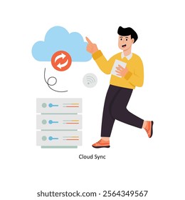 Cloud Sync  concept vector illustration. Cloud Computing isolated On white Background.        