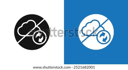 cloud sync disable icon Flat vector set outline