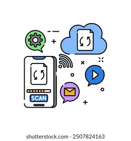 Cloud Sync Fill Color Icon, Vector illustration.