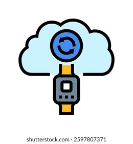 cloud sync fitness device fitness technology color icon vector. cloud sync fitness device fitness technology sign. isolated symbol illustration