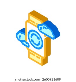 cloud sync fitness device fitness technology isometric icon vector. cloud sync fitness device fitness technology sign. isolated symbol illustration