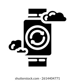 cloud sync fitness device fitness technology glyph icon vector. cloud sync fitness device fitness technology sign. isolated symbol illustration