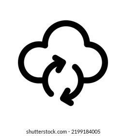 Cloud Sync Icon In Black Outline Style