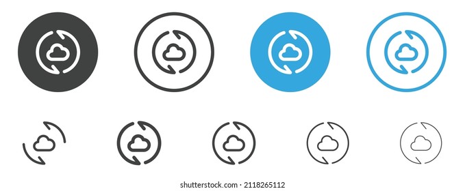 Cloud sync icon data storage refresh with arrows . file hosting cloud icons	
