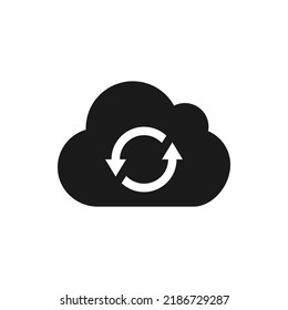 Cloud Sync Icon Flat Style Isolated On White Background. Vector Illustration