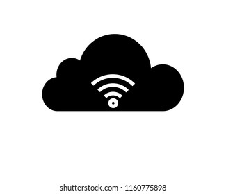 Cloud sync icon flat symbol with wifi. Vector illustration EPS10