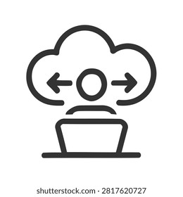 Cloud sync icon with laptop and user profile Vector, illustration