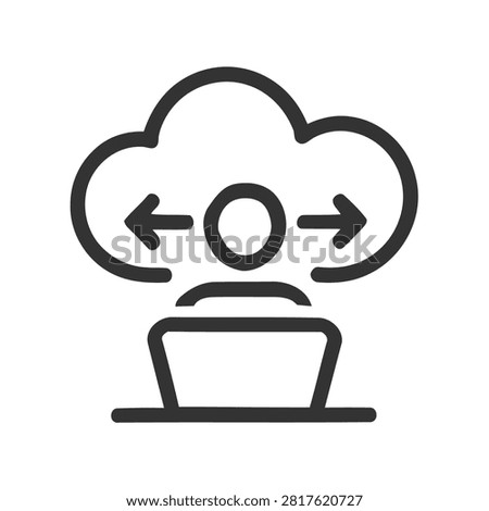Cloud sync icon with laptop and user profile Vector, illustration