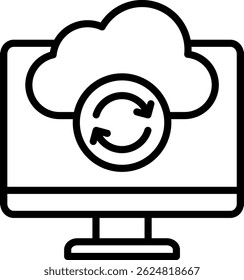 Cloud Sync Icon Line Vector Illustration