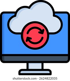 Cloud Sync Icon Lineal Color Vector Illustration