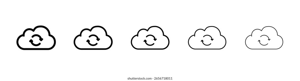 Cloud sync icon or logo illustration outline black style