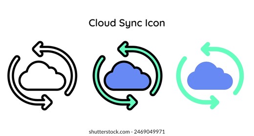 Icono de sincronización en la nube relacionado con el mantenimiento, configuración, Internet, seguridad.