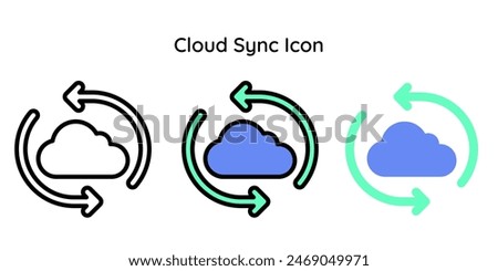 Cloud sync icon related to maintenance, setting, internet, security.