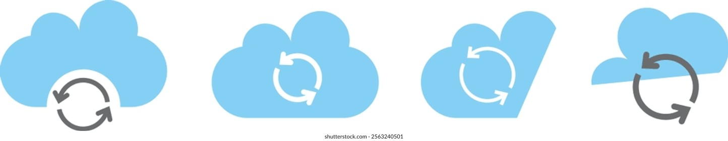 Cloud sync icon with rotate or refresh arrow symbol. cloud computing icon with two arrows. Social Campaign Process Concept
