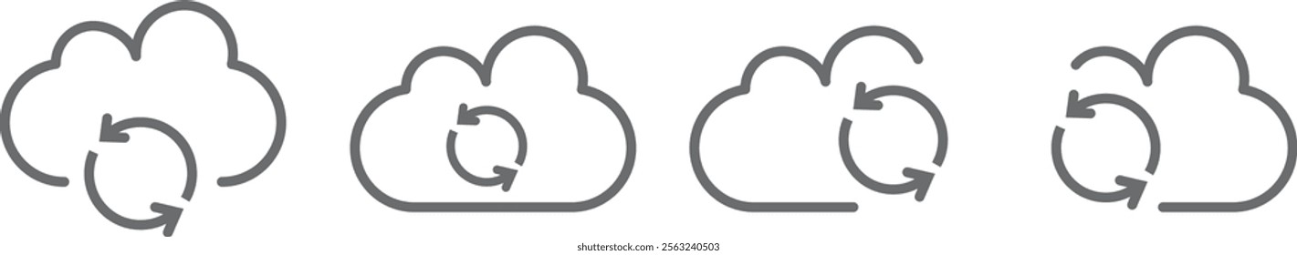 Cloud sync icon with rotate or refresh arrow symbol. cloud computing icon with two arrows. Social Campaign Process Concept
