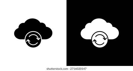 Icono de sincronización de la nube, pictograma de silueta. conjunto de iconos negros