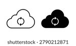 Cloud sync icon thin line and clipart style vector set