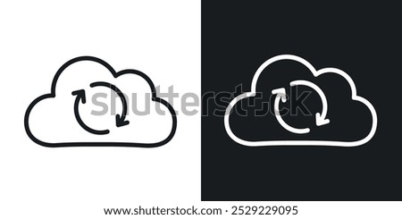 Cloud sync icon in Thin line black color. flat simple vector symbols illustration.