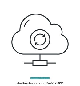 Cloud sync icon vector illustration logo template for many purpose. Isolated on white background.