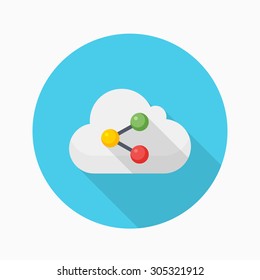 Cloud sync icon, vector illustration. Flat design style with long shadow,eps10
