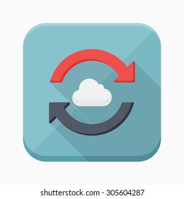 Cloud sync icon, vector illustration. Flat design style with long shadow,eps10