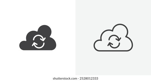 Cloud sync icon vector icon set in black and white color.