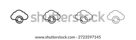 Cloud sync icons outline black vector design. Line with editable stroke.