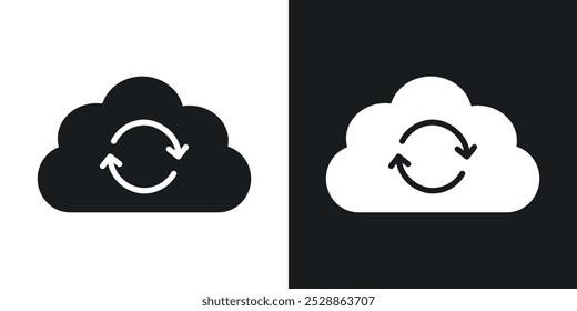 Cloud sync icons. solid style vector