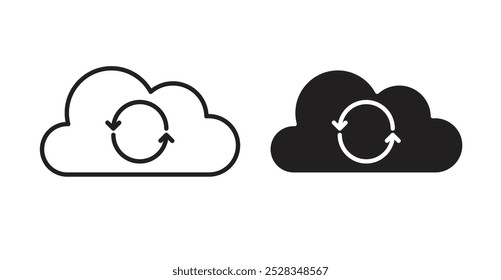 Cloud sync icons. Vector set in filled and line style.