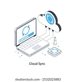 Cloud Sync isometric stock illustration. EPS File stock illustration