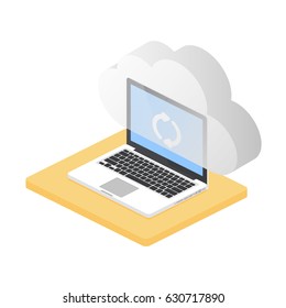 Cloud sync isometric vector illustration