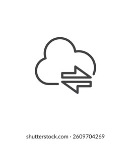 Cloud Sync line icon. linear style sign for mobile concept and web design. A cloud with arrows outline vector icon. Syncing content symbol, logo illustration. Vector graphics