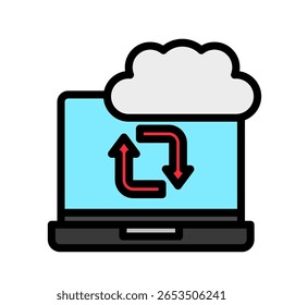 Cloud Sync outline color, mini illustration icon. use for modern concept, print, UI, UX kit, web and app development. Vector related to remote working, work from home.