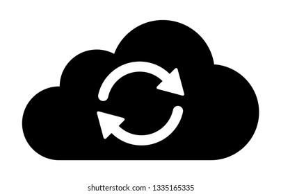 Cloud sync or cloud refresh with arrows flat vector icon for apps and websites