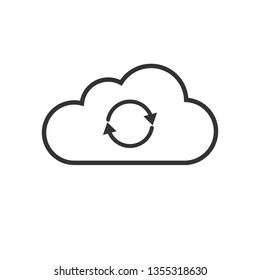 Cloud Sync or Cloud Refresh with Arrows Flat Vector Icon for Apps and Websites.