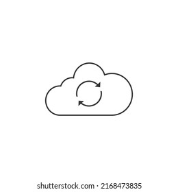 Cloud sync or cloud refresh with arrows line art vector icon for apps and websites flat sign vector