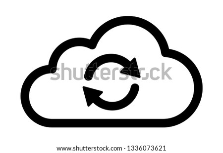 Cloud sync or cloud refresh with arrows line art vector icon for apps and websites