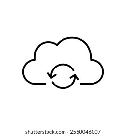 Sincronização de nuvem, associação renovada, backup de arquivos ou recuperação de dados em armazenamento remoto. Ícone de vetor perfeito de pixel
