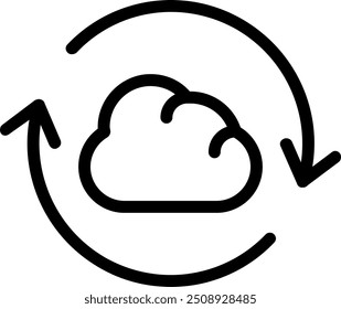 Cloud Sync Vector Line Icon Design