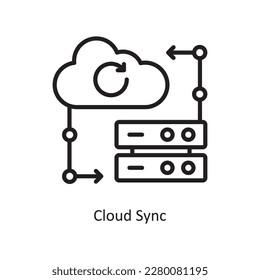 Cloud Sync  Vector Outline Icon Design illustration. Data Symbol on White background EPS 10 File