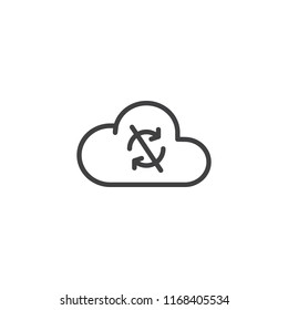 Cloud synchronization disconnected outline icon. linear style sign for mobile concept and web design. No cloud sync simple line vector icon. Symbol, logo illustration. Pixel perfect vector graphics