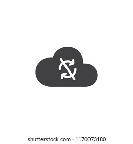 Cloud synchronization disconnected vector icon. filled flat sign for mobile concept and web design. No cloud sync simple solid icon. Symbol, logo illustration. Pixel perfect vector graphics