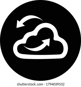 Cloud synchronization icon, black color