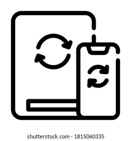 cloud synchronization with phone line icon vector. cloud synchronization with phone sign. isolated contour symbol black illustration