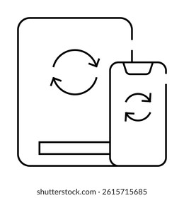 cloud synchronization with phone line icon vector. cloud synchronization with phone sign. isolated contour symbol black illustration