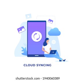 Cloud syncing illustration concept. Illustration for websites, landing pages, mobile applications, posters and banners