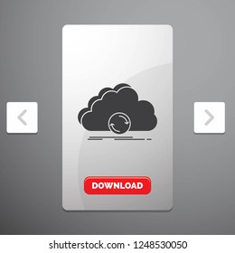 cloud, syncing, sync, data, synchronization Glyph Icon in Carousal Pagination Slider Design & Red Download Button